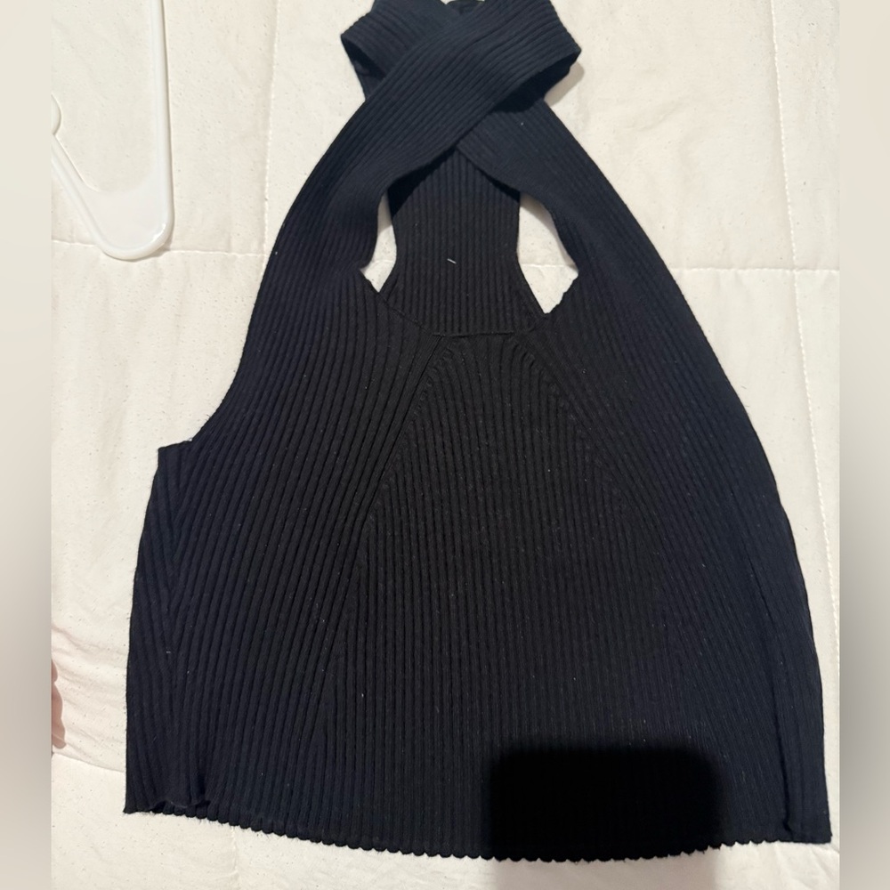 Black Ribbed Halter Top